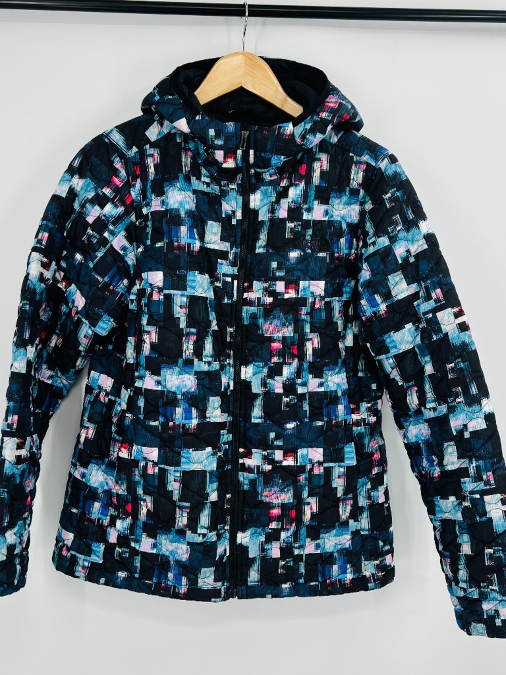 North Face Thermoball Jacket Glitch Hood Full Zip Quilted L Outdoor Utility Ski